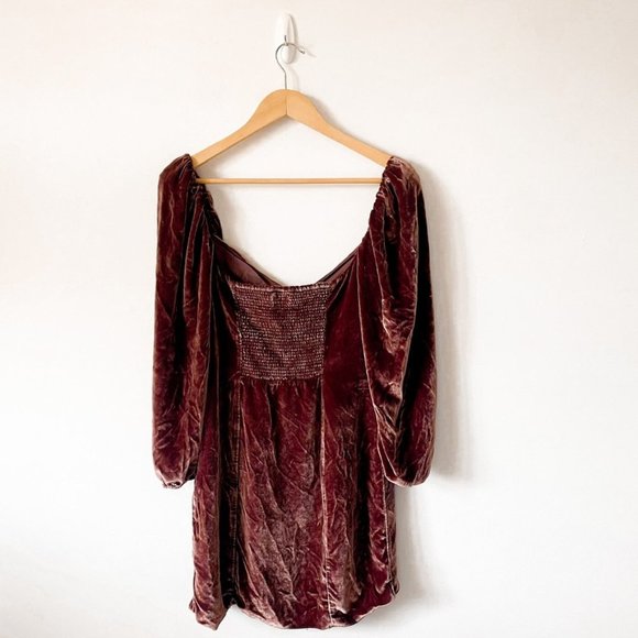 Aritzia Wilfred Novella Velvet Silk Blend Mini  Dress in Truffle Sz 8 - Picture 8 of 10